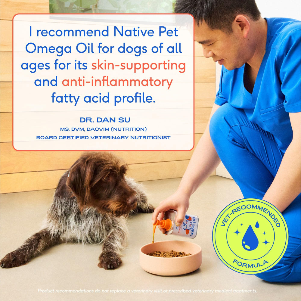 Native Pet Omega 3 biotin wheat germ skin support showcases targeted skin care benefits.