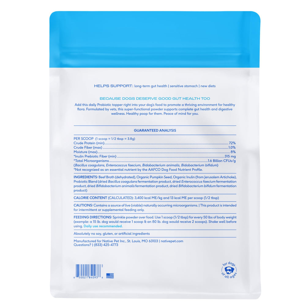 Native Pet Probiotics for Dogs 4-strain blend supports daily vitality