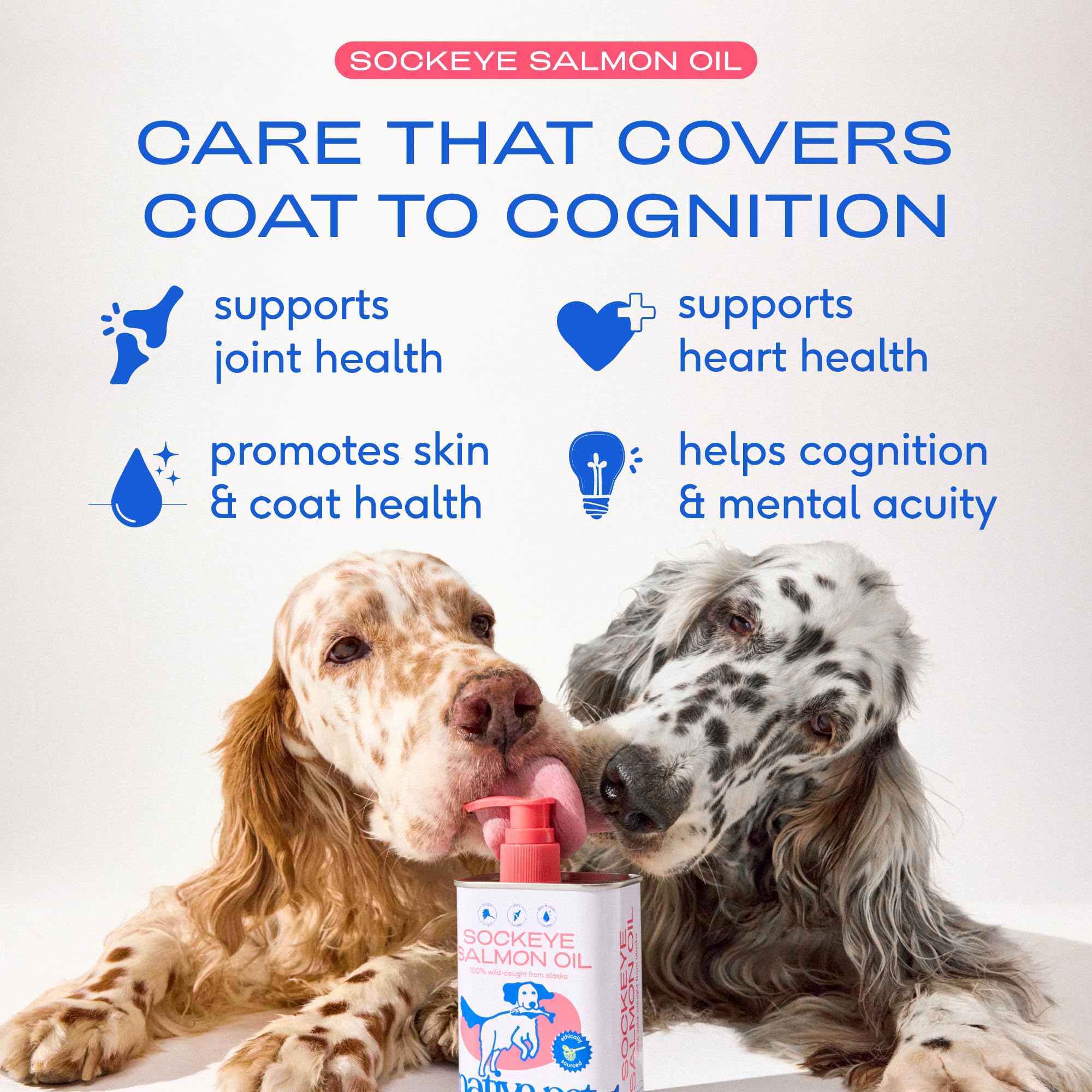 Native Pet salmon oil pour on meals for improved joint comfort.