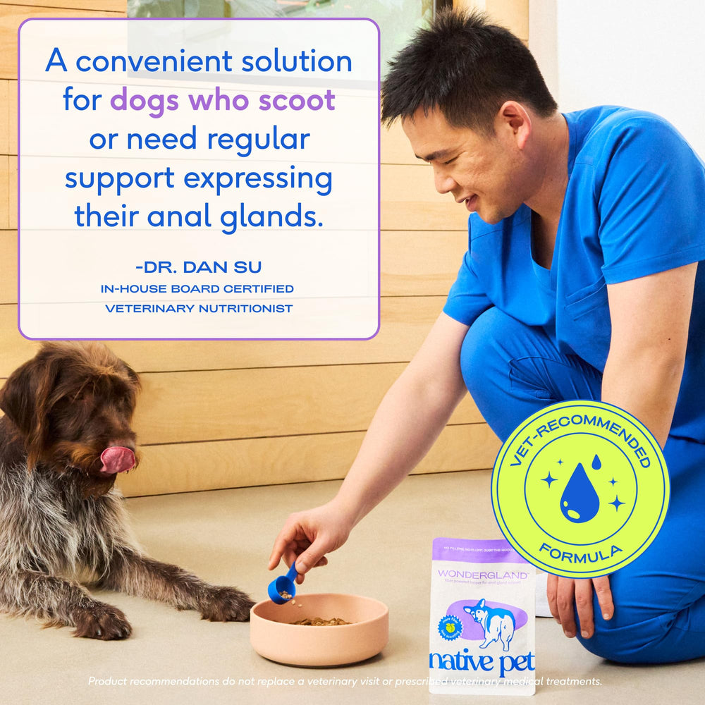 Native Pet WonderGland fiber boost close-up highlighting stool support.