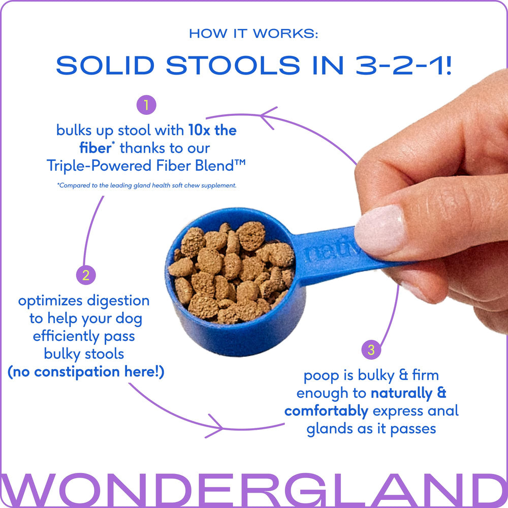 Native Pet WonderGland measuring scoop ready to sprinkle for gut health.