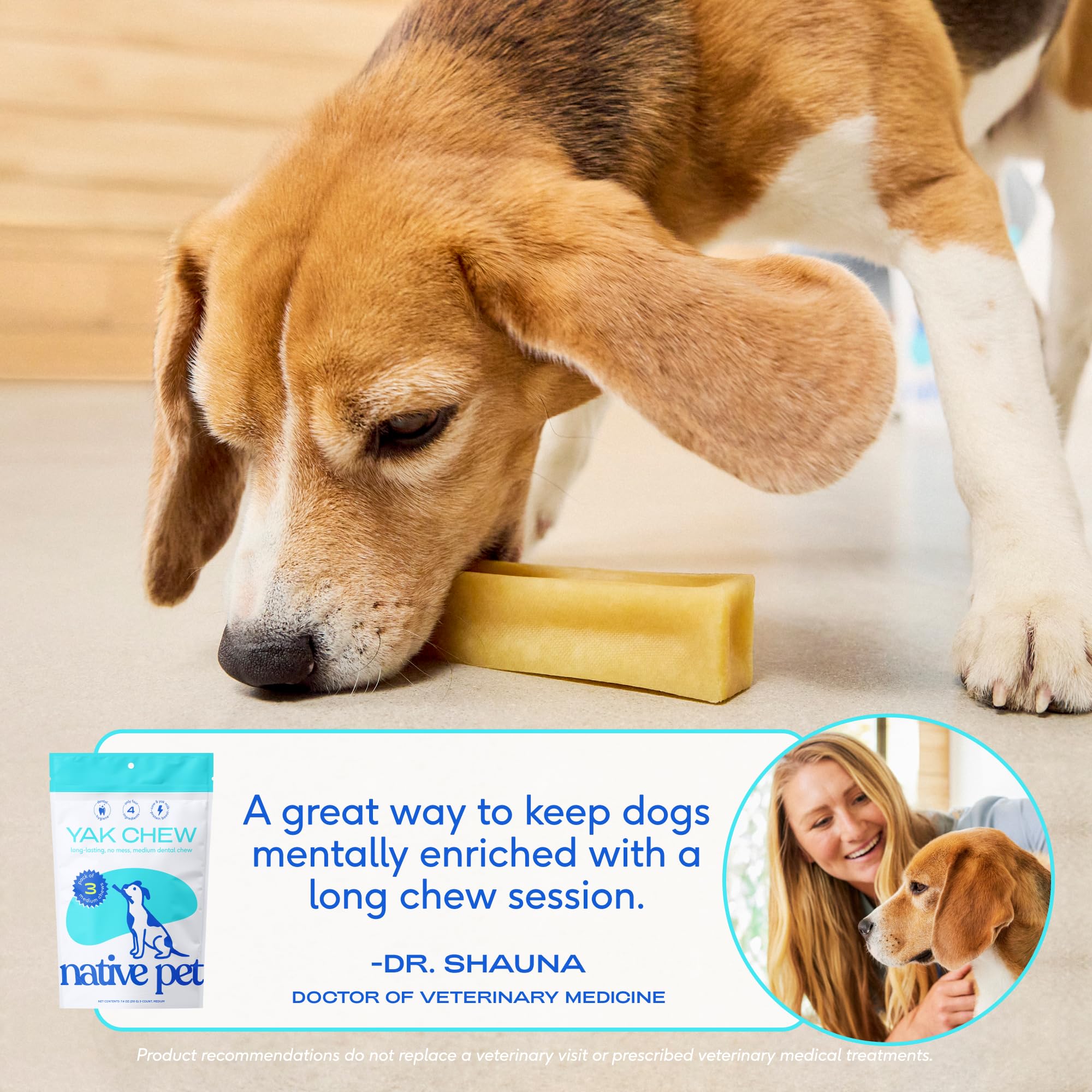 Native Pet yak cheese Himalayan dog chew single stick keeps dog engaged during solo time.