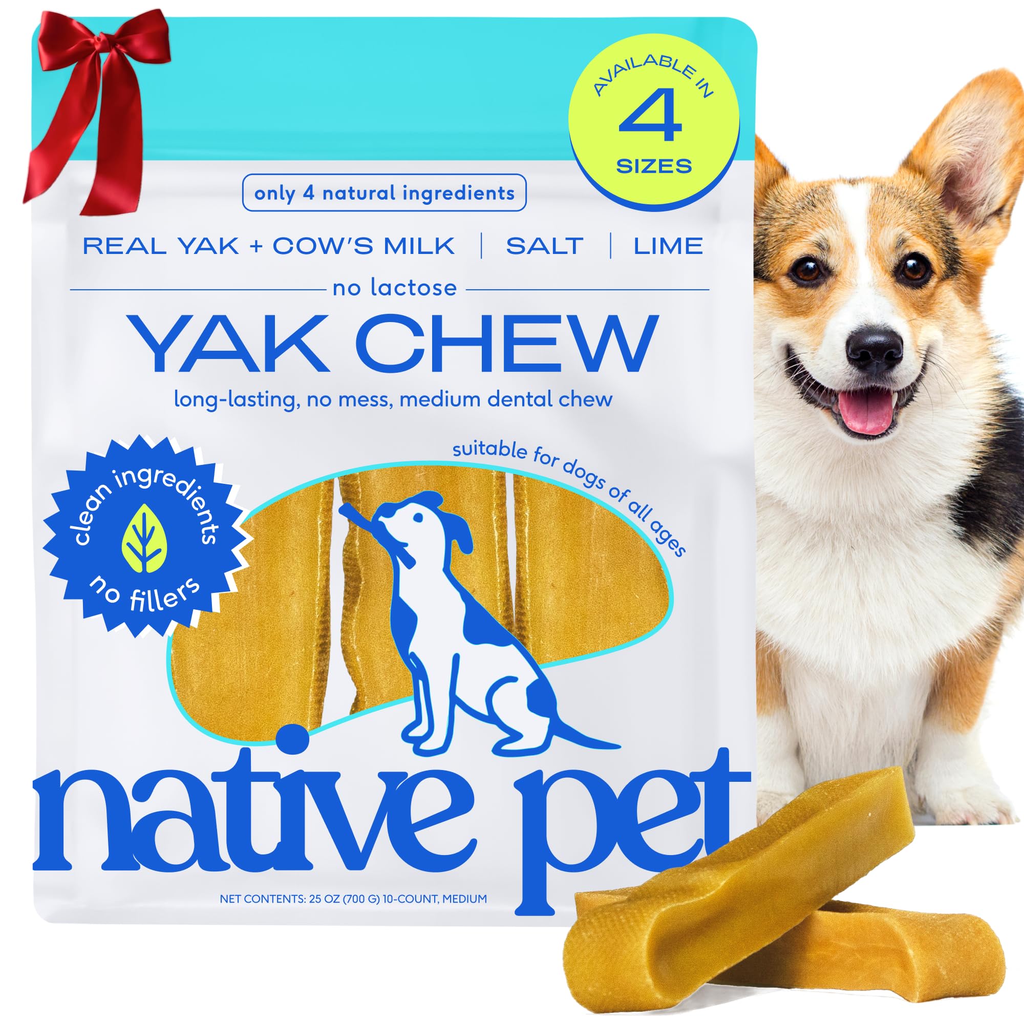Native Pet Yak Chews packaging showcases natural ingredients for a wholesome treat.