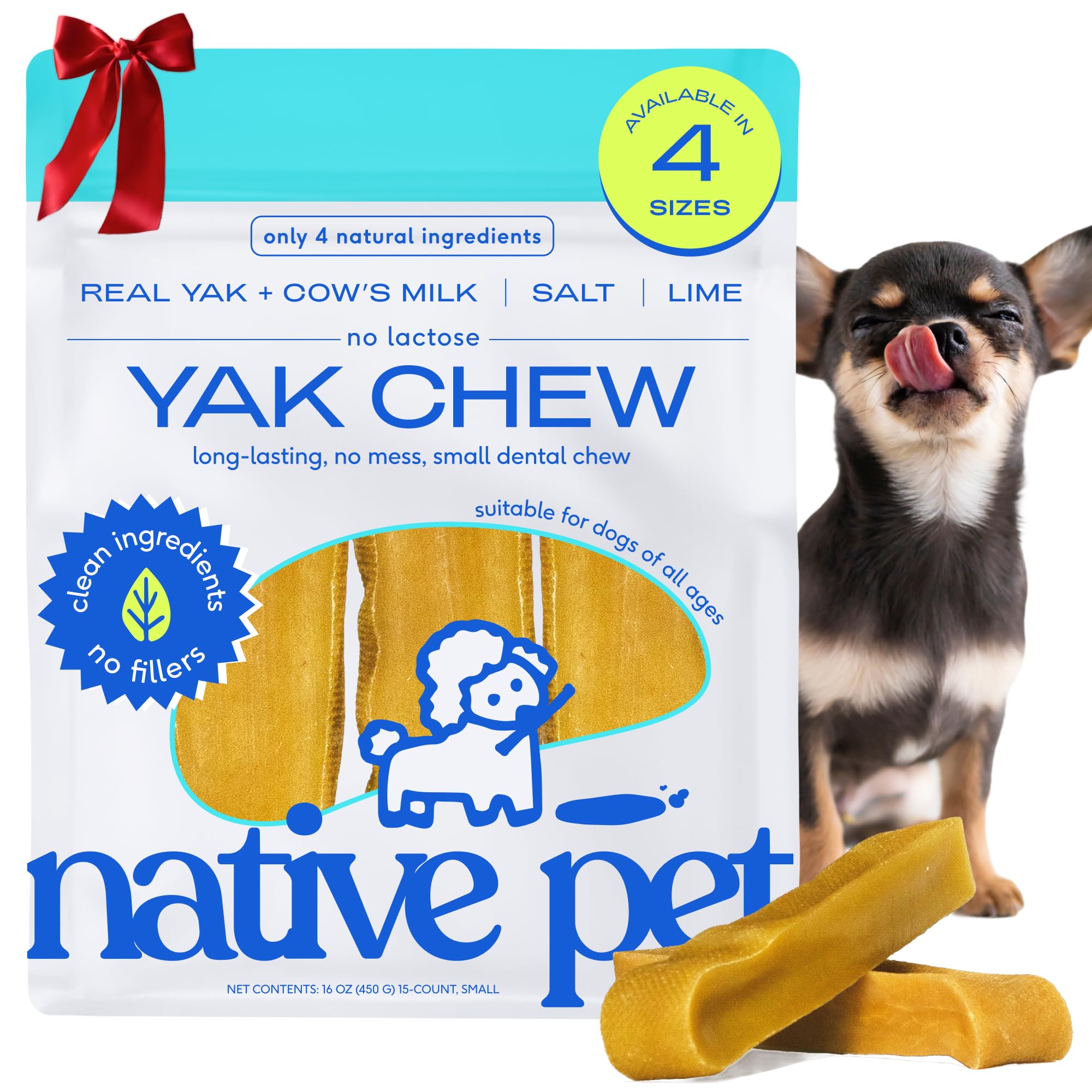 Native Pet Yak Chews teething close-up for puppy relief and safe chewing.