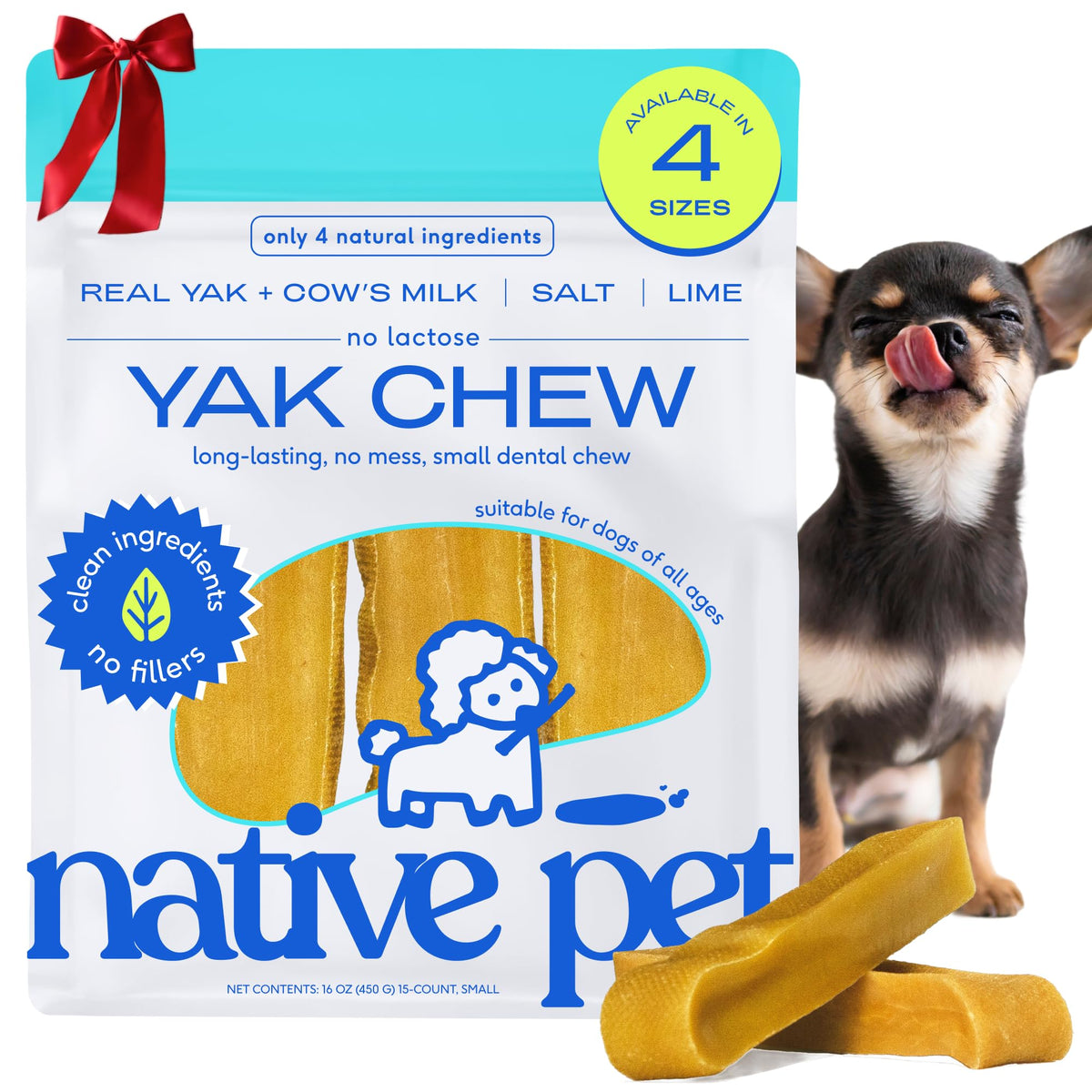 Native Pet Yak Chews teething close-up for puppy relief and safe chewing.