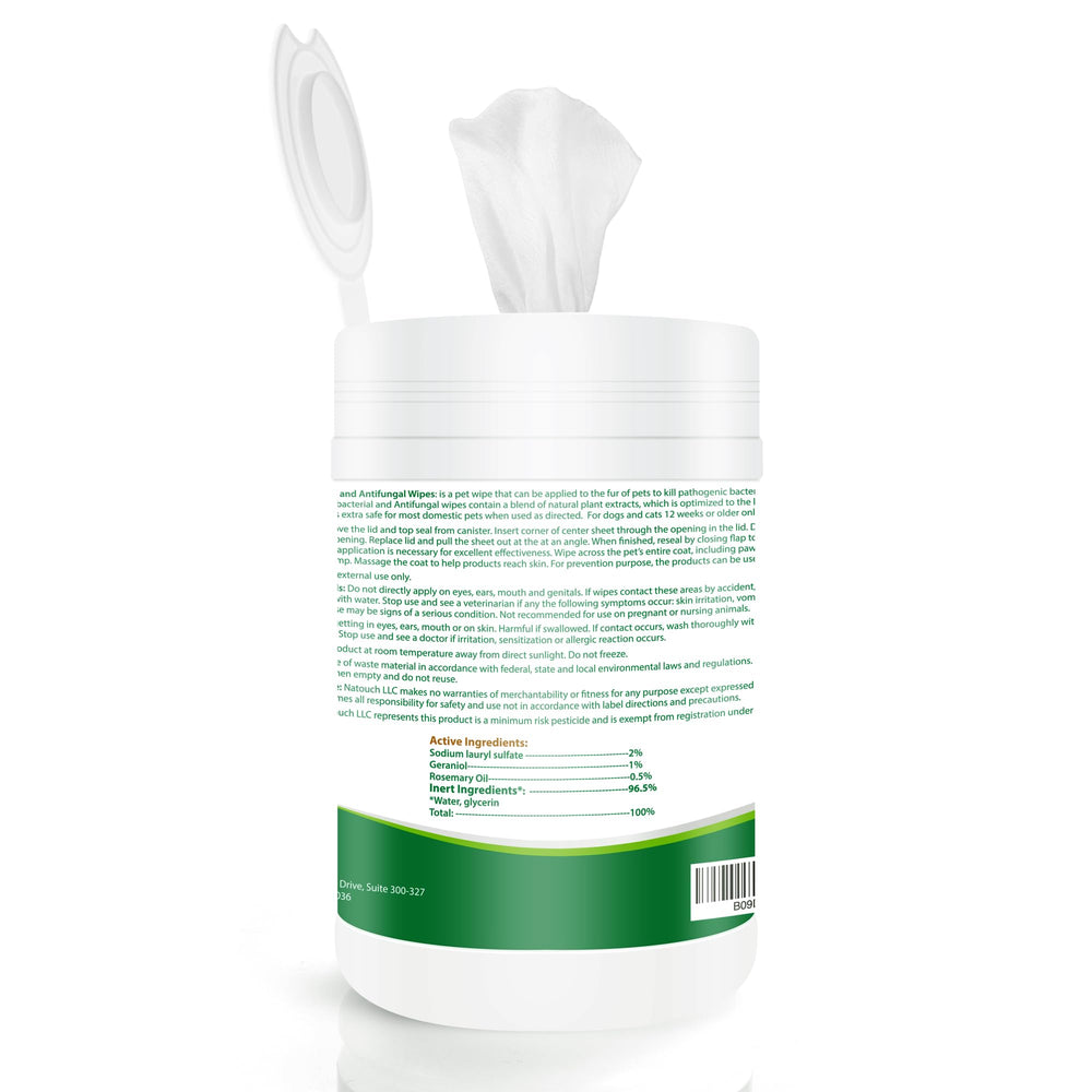 Natouch antifungal wipes for dogs and cats used in daily grooming routines