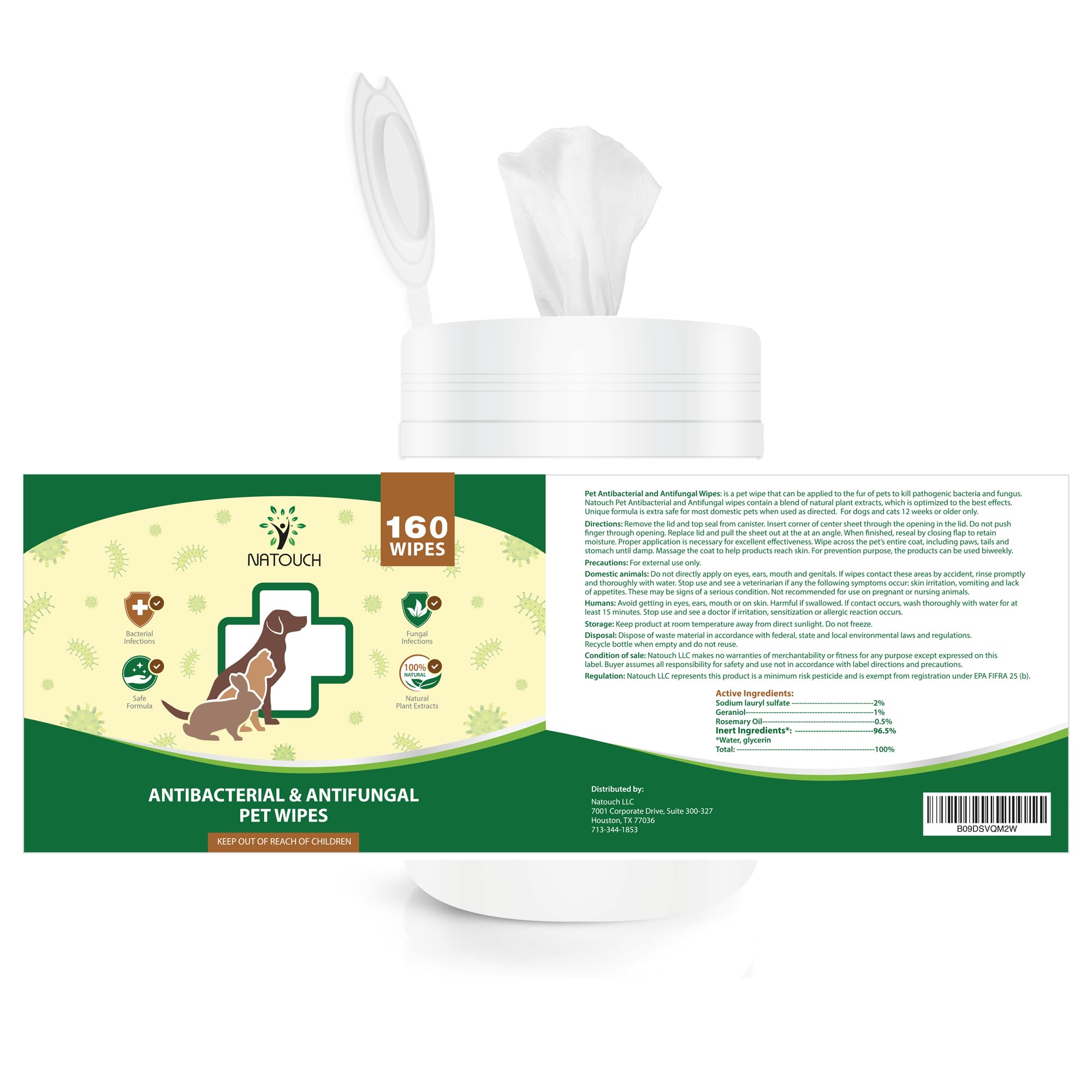 Natouch antifungal wipes targeting hot spots and ringworm support cleaning