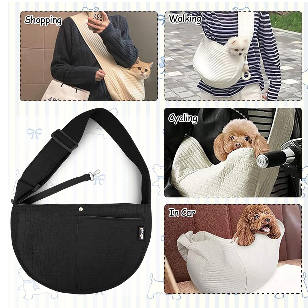 NATUYA compact sling supports small breeds up to 8 lbs during travel.