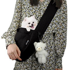 NATUYA small dog carrier sling in black canvas for hands-free outings.