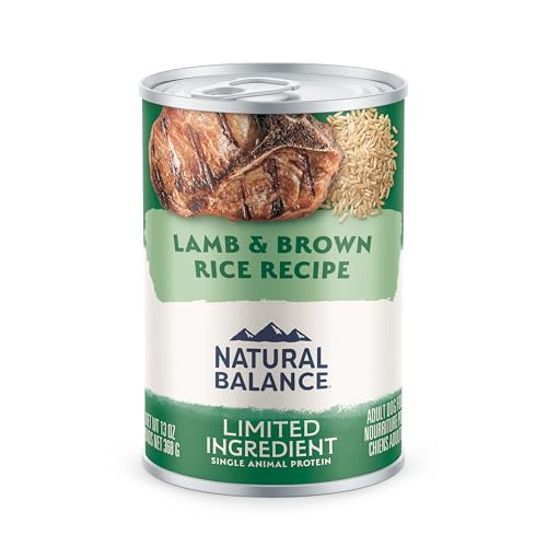 Natural Balance lamb-brown-rice ingredient-visual demonstrates simple, skin-friendly recipe for dogs.