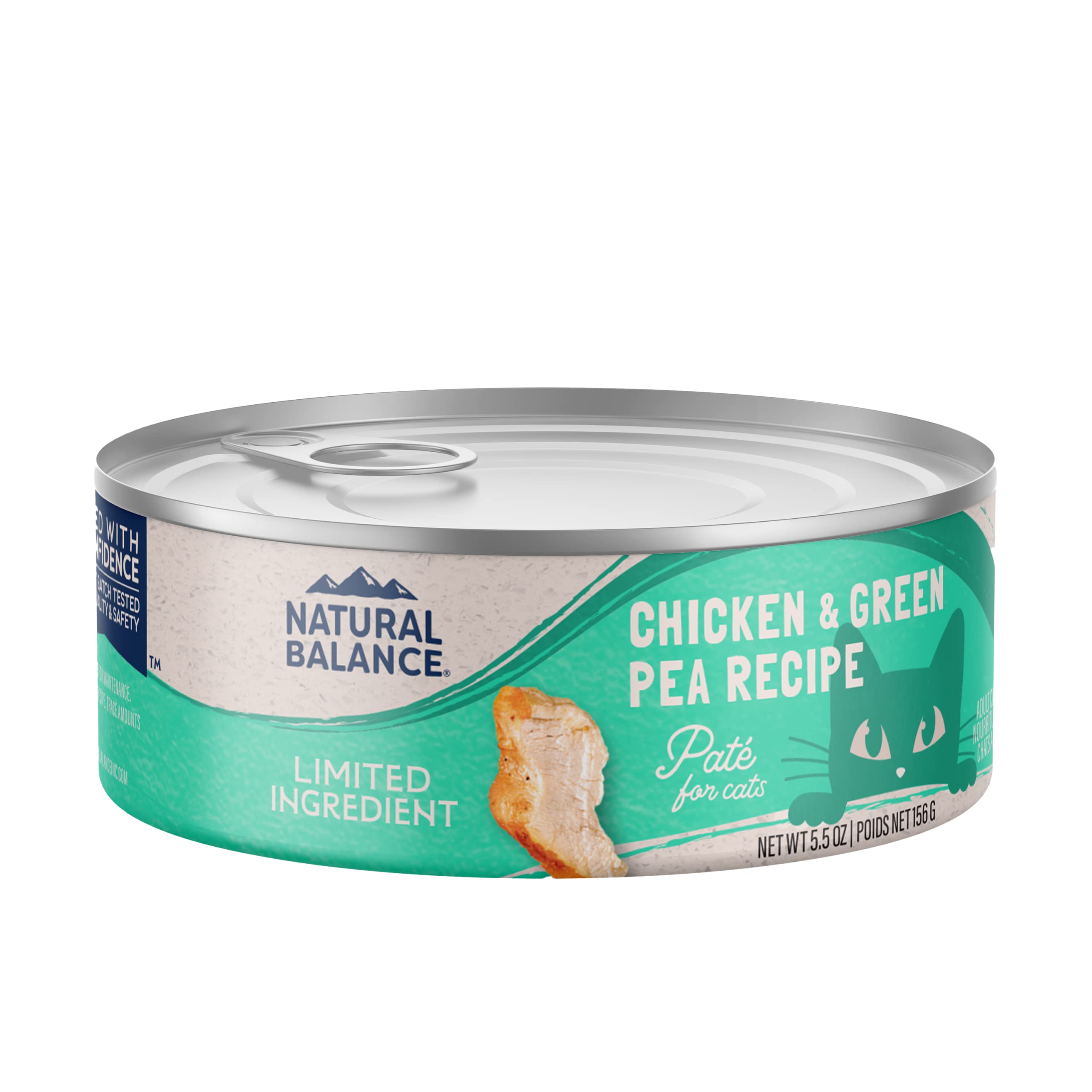 Natural Balance LID cat food chicken and green pea cans—grain-free nutrition for sensitive stomachs.