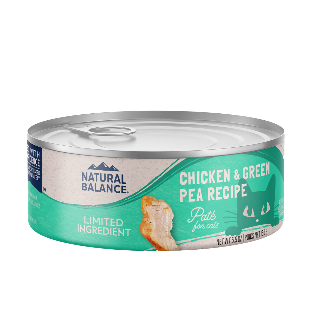 Natural Balance LID cat food chicken and green pea cans—grain-free nutrition for sensitive stomachs.