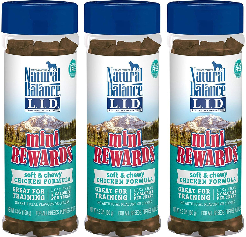 Natural Balance Mini Rewards Chicken 3-pack treats for training rewards and low-calorie snacking