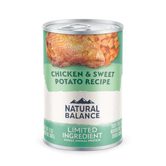 Natural Balance 12-can pack image showing simple ingredients for sensitive stomachs and easy feeding.