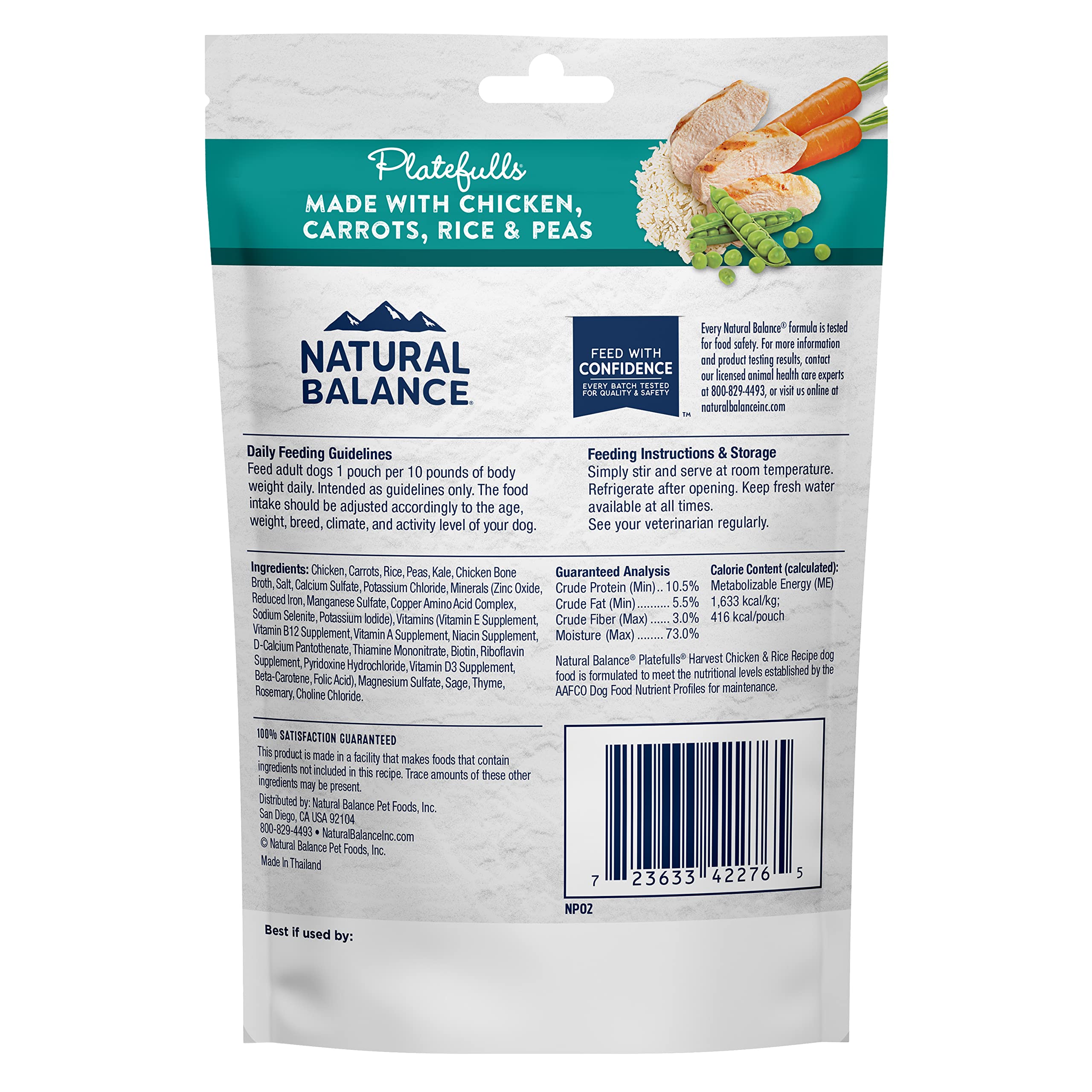 Natural Balance Platefulls pack of 12 pouches highlighting convenient, shelf-stable protein for pets