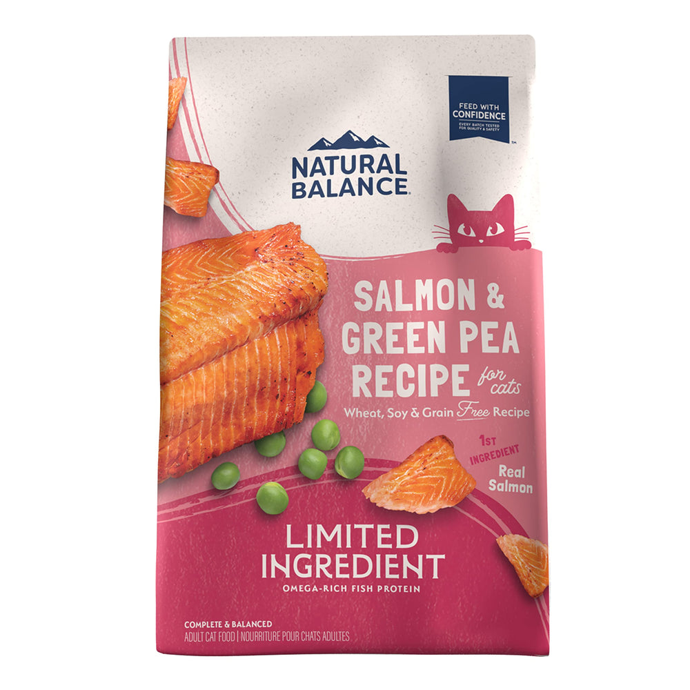 Natural Balance salmon-green pea recipe bag 4lb featuring single-protein formula for easier digestion
