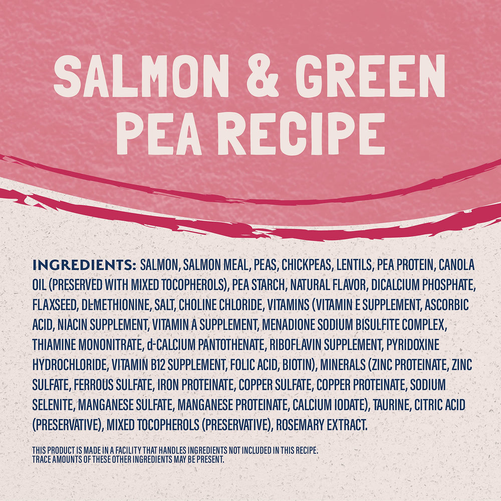 Natural Balance salmon ingredient presentation emphasizing first-protein salmon flavor appeal