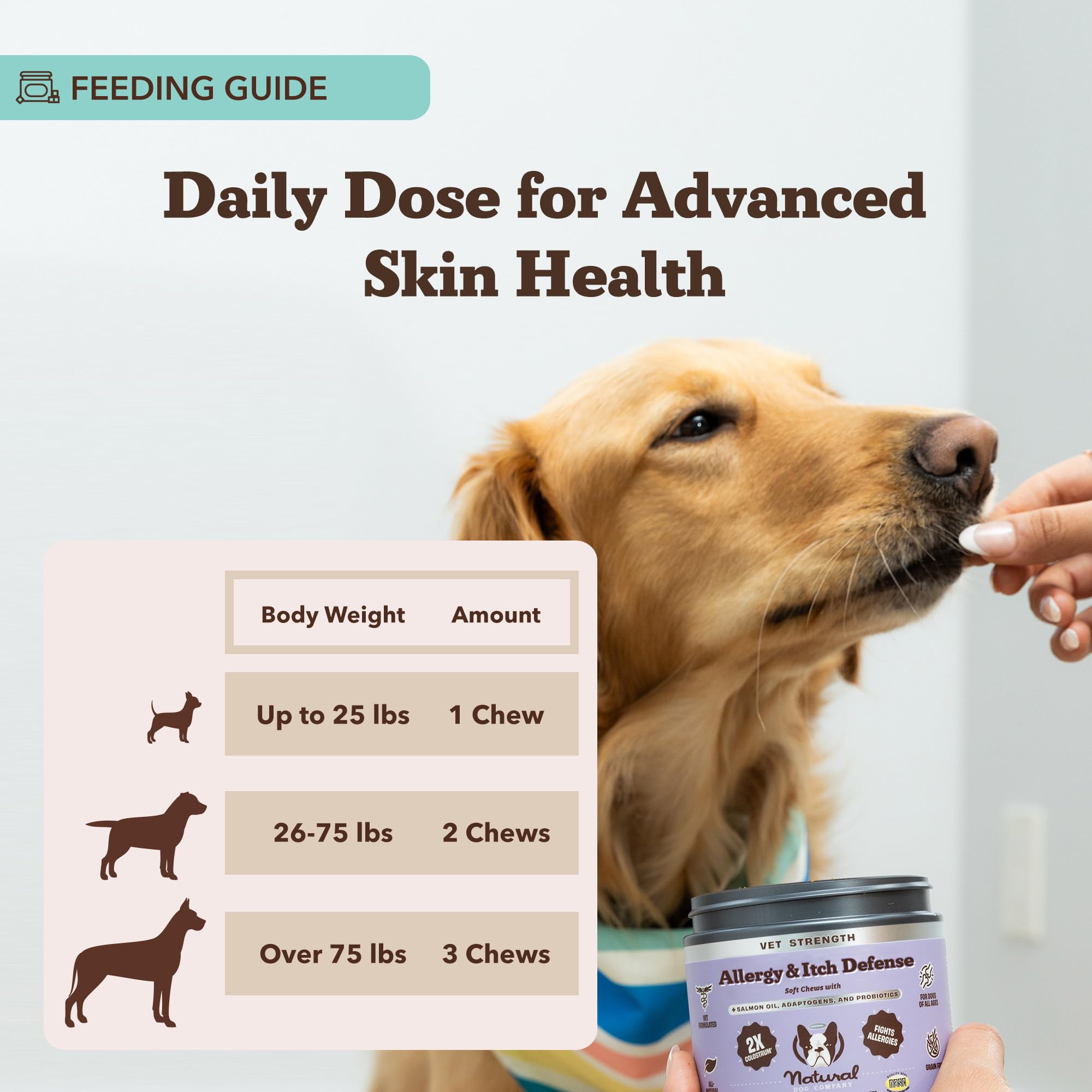 Natural Dog Company soft texture chews imply easy daily dosing and routine-friendly use.