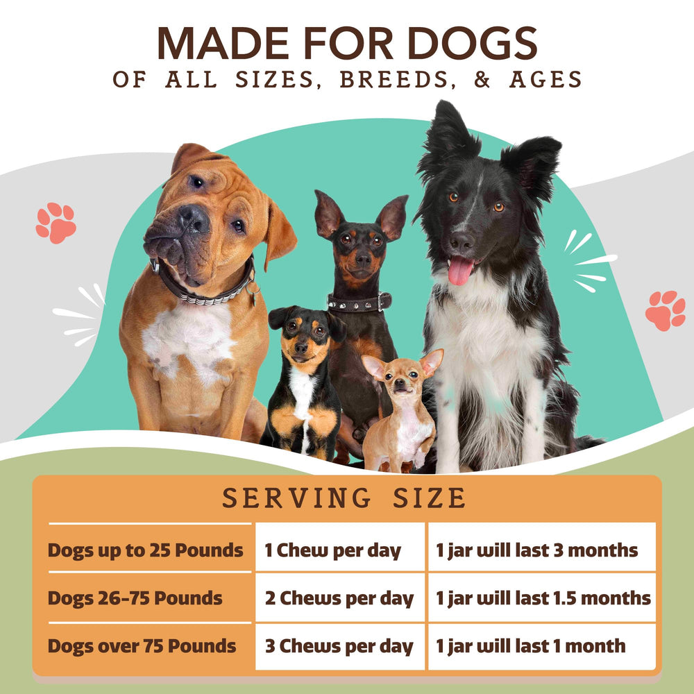 Natural Dog Company 90-count-bottle emphasizes value and convenient dosing.