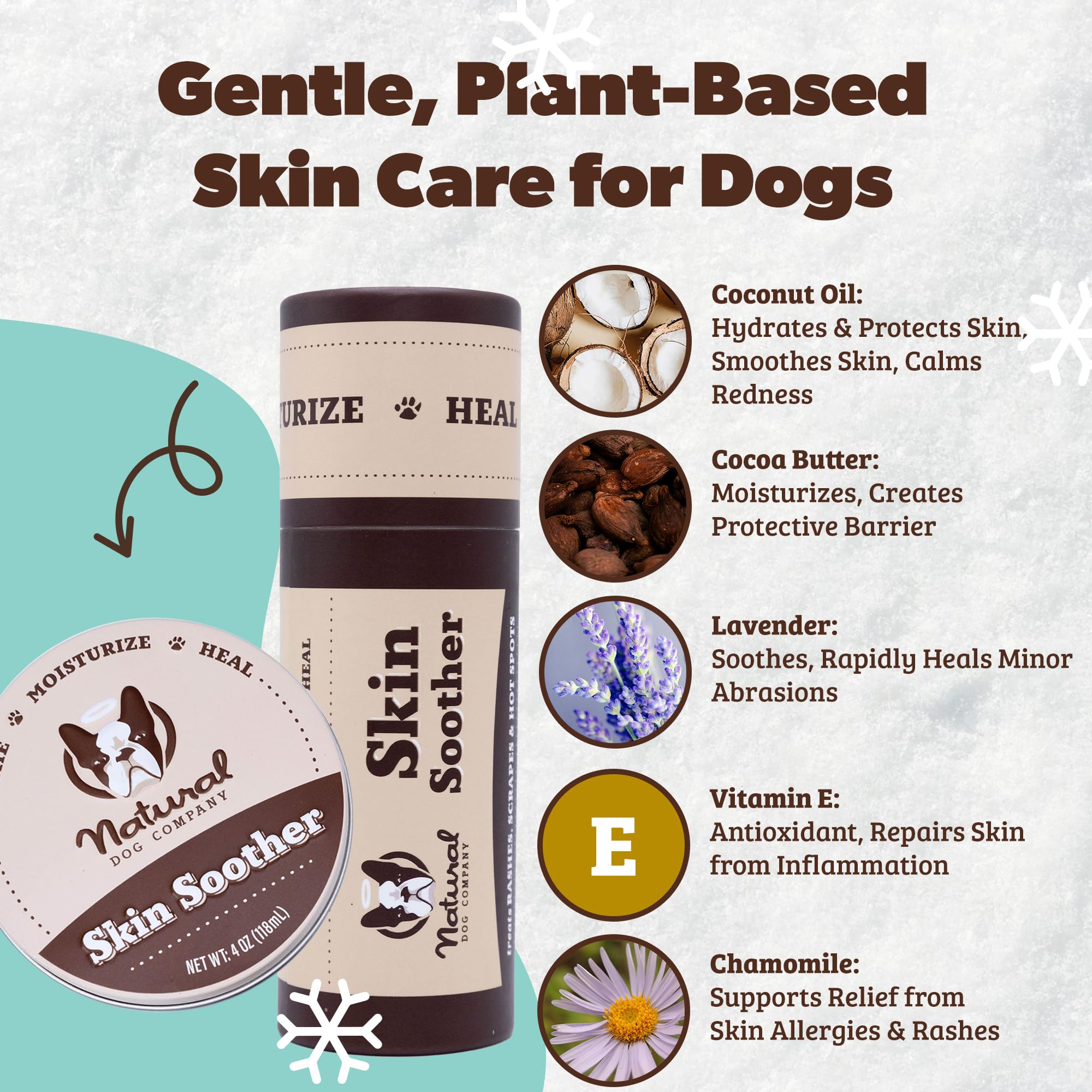 Natural Dog Company Bálsamo Calmante para Piel de Perros, textura suave y absorción rápida.