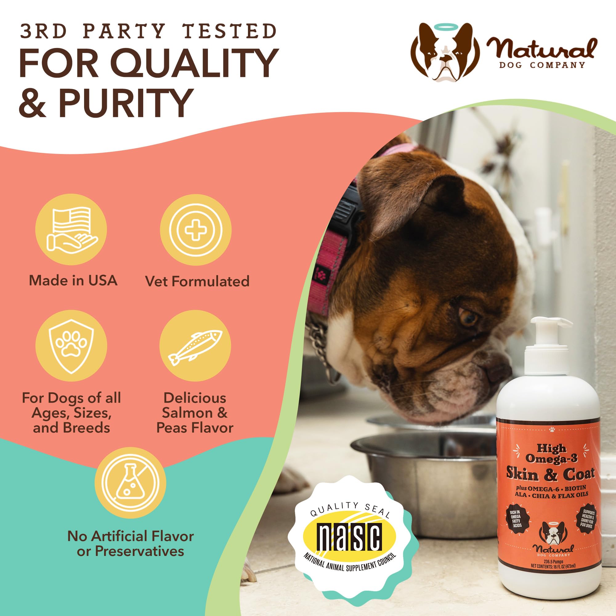 Natural Dog Company dosing spoon and serving suggestions for easy administration