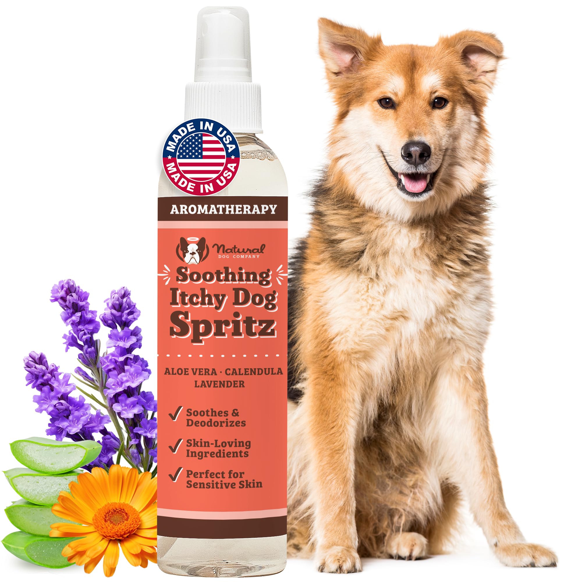 Natural Dog Company Itchy Dog Spritz bottle for refreshing coat between baths.