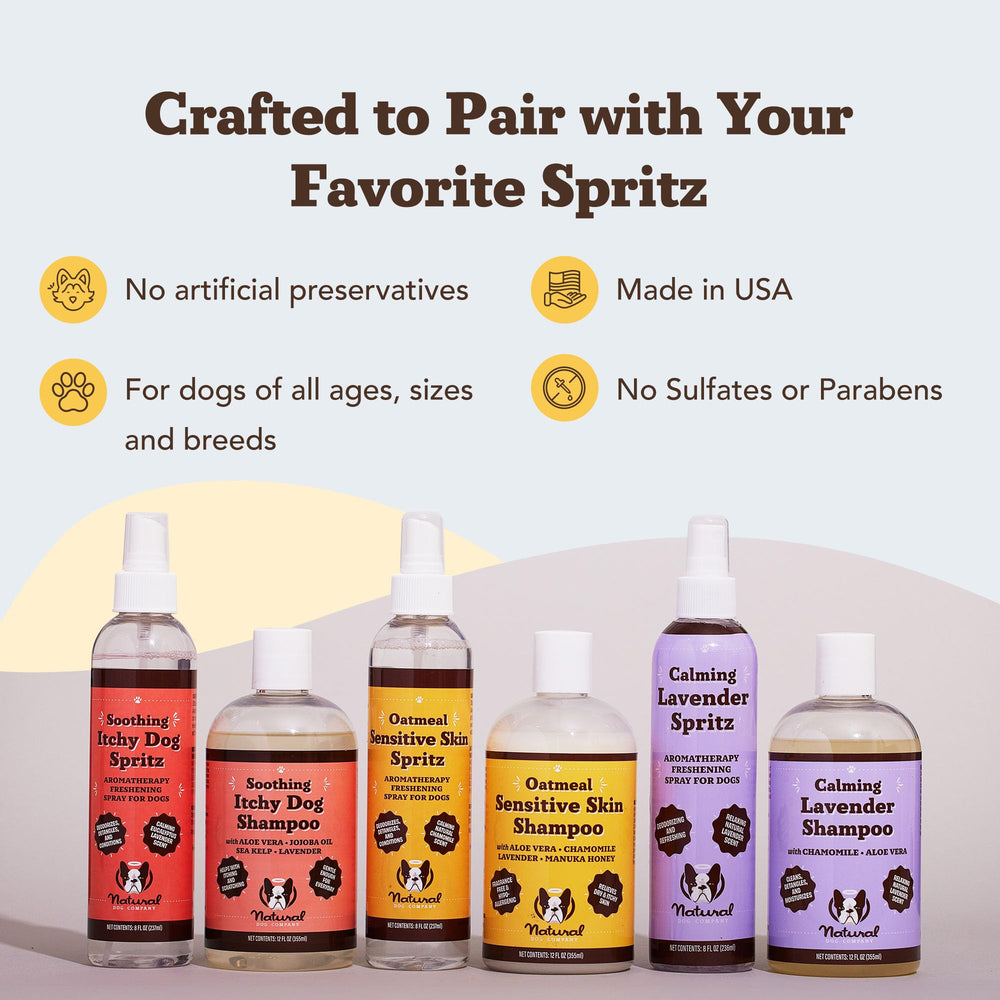 Natural Dog Company Itchy Dog Spritz fresh aroma suitable for cuddles.