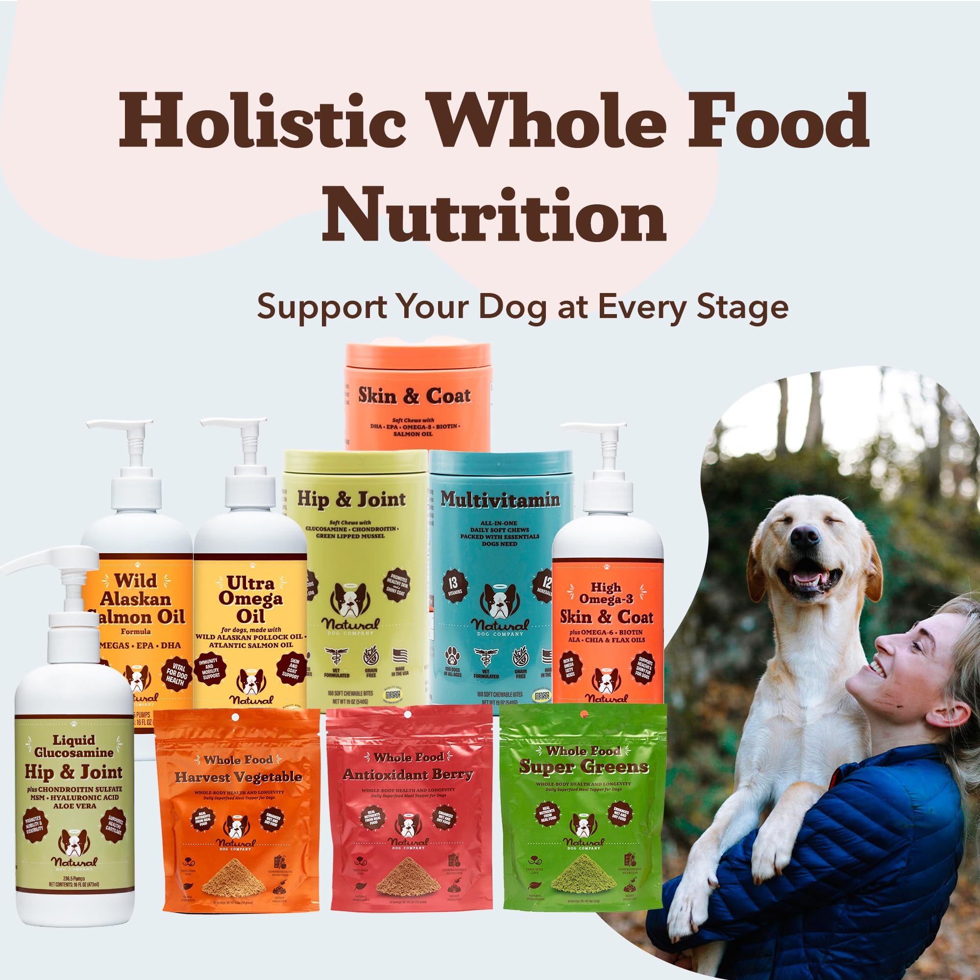 Natural Dog Company Liquid Glucosamine liquid lubrication for smoother movement.