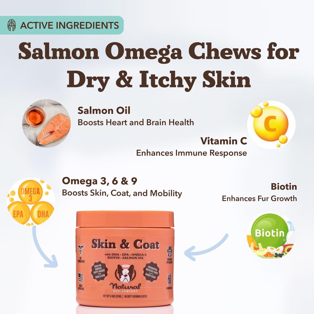 Natural Dog Company Omega-3 Salmon Oil bottle supports mobility and skin health