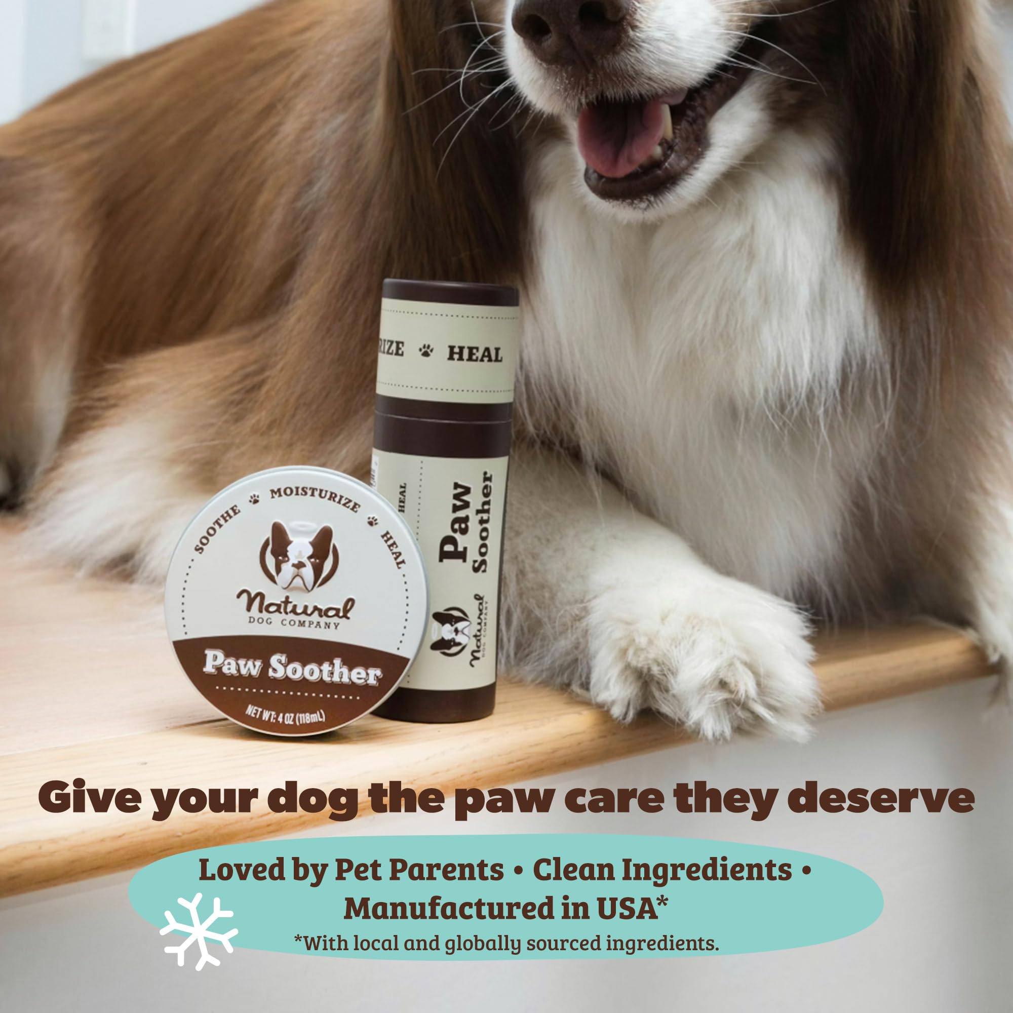 Natural Dog Company Paw Soother lick-safe formula reduces worry after licking.