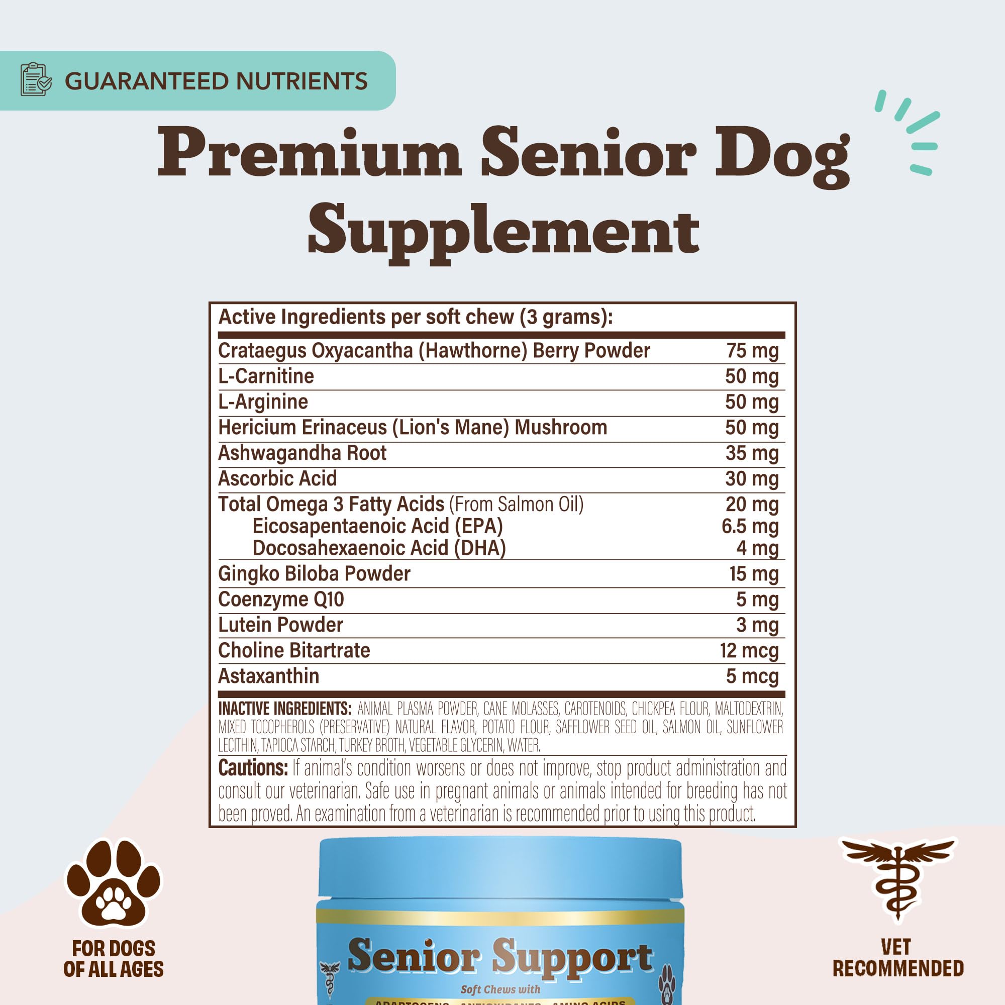Natural Dog Company Senior Dog Vitamins chew closeup texture highlighting turkey flavor.