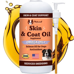 Natural Dog Company Skin & Coat Oil bottle pump for easy dosing during meals