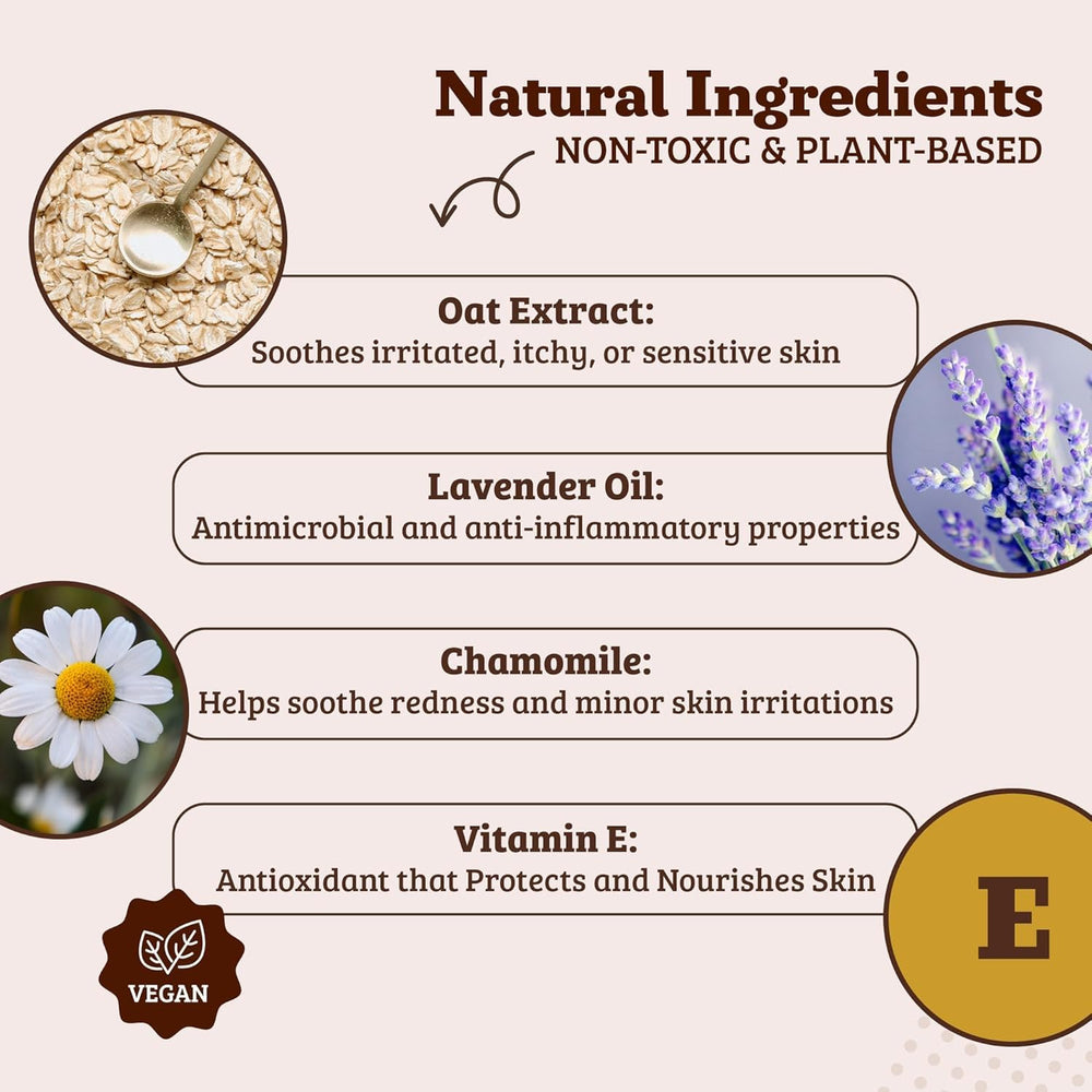 Natural Dog Company Skin Soother Bundle labeled ingredients for transparent, dog-safe care.