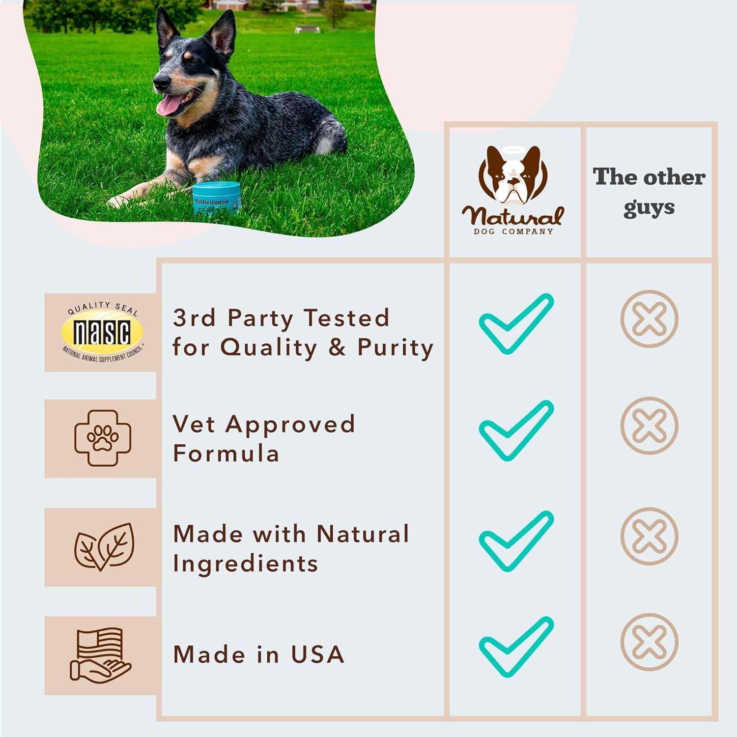Natural Dog Company USA-made facility badge for trust and quality