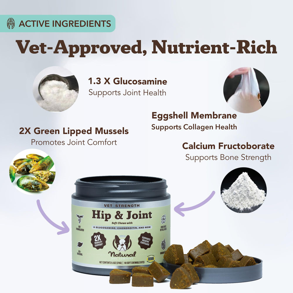 Natural Dog Company Vet Strength soft chews close-up ideal for daily joint support