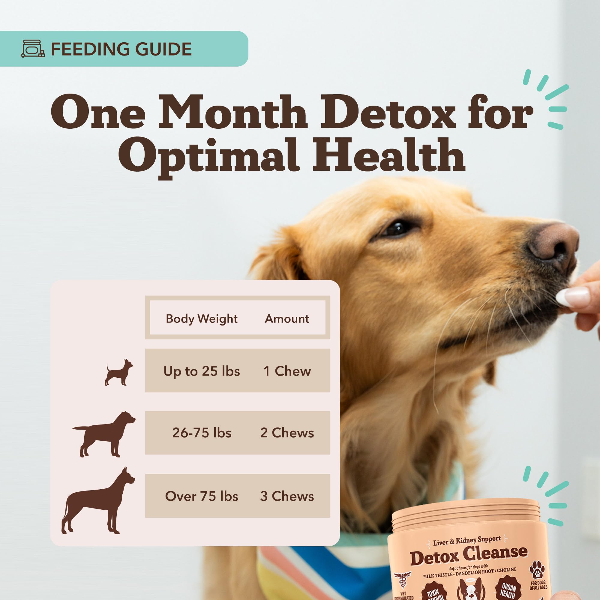 Natural Dog Company bottle with water nearby, supporting liver and kidney detox routines.