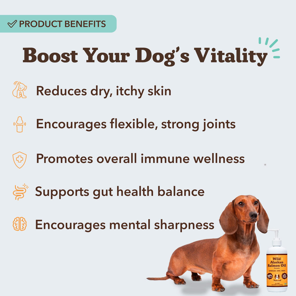 Natural Dog Company salmon oil promotes a softer coat and fewer hotspots.