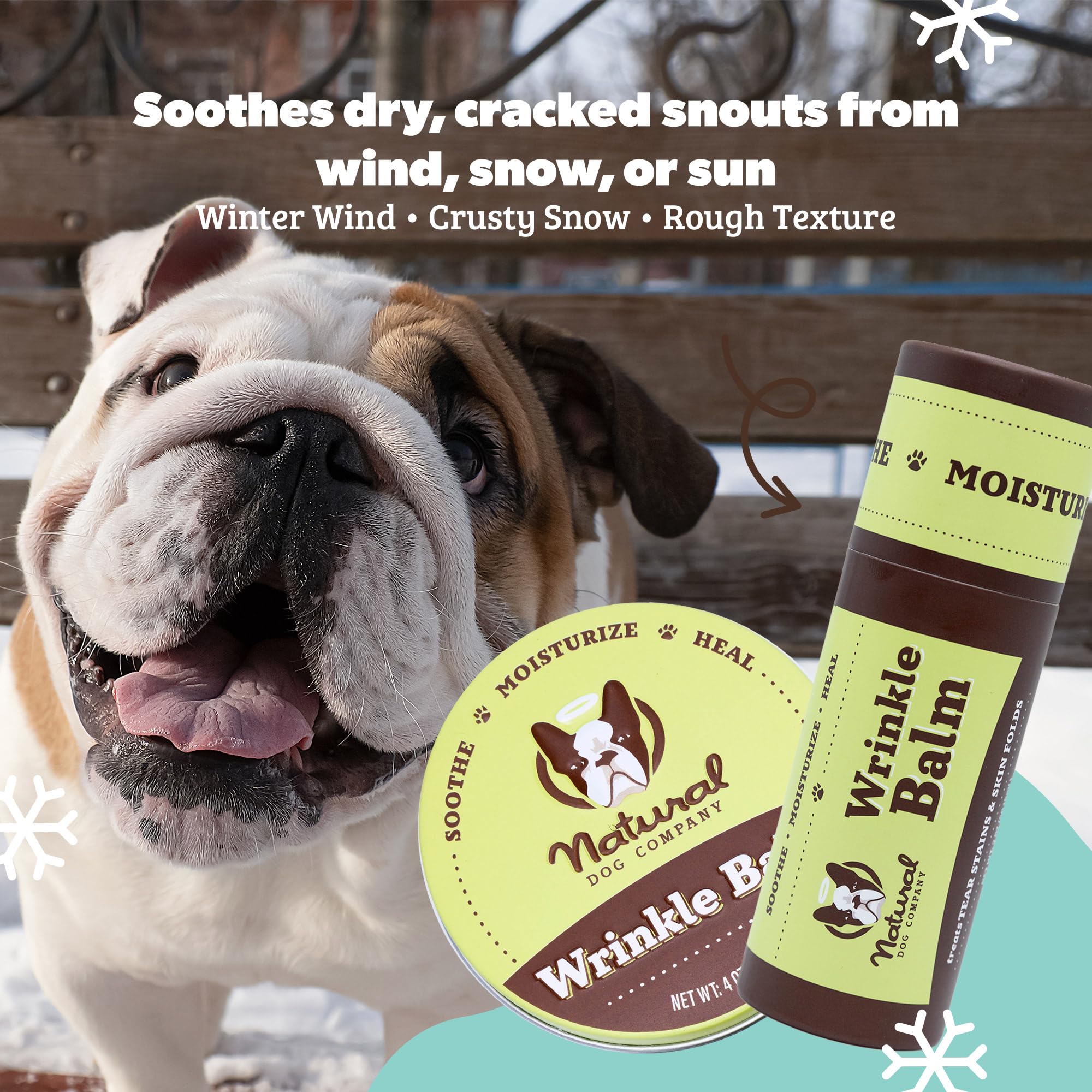 Natural Dog Company wrinkle balm application on folds close-up for moisture.