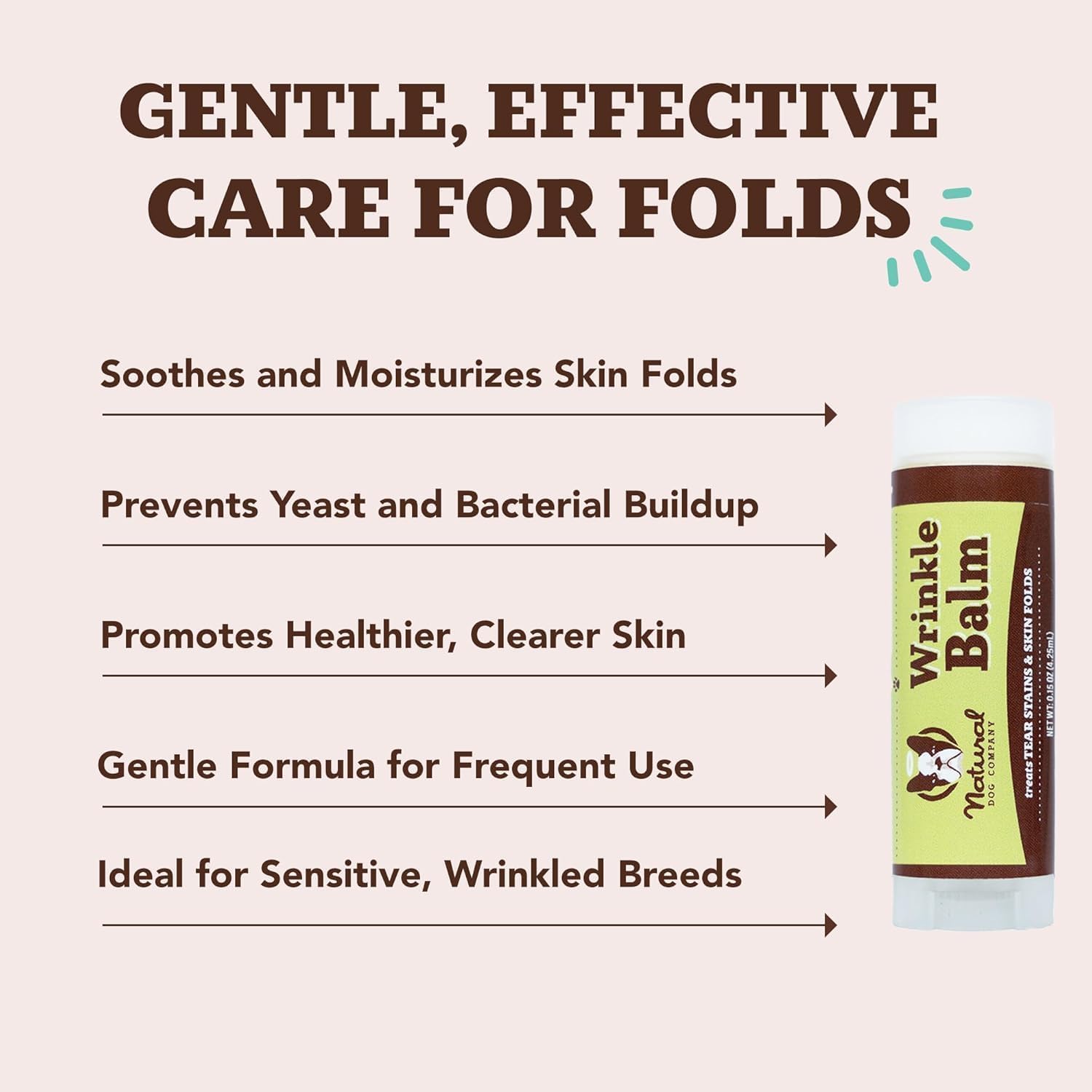 Wrinkle balm close-up on folds eases redness and dryness.