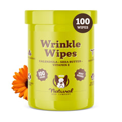 Natural Dog Company Wrinkle Wipes, paquete-100-unidades, fácil de usar para cuidado diario del perro