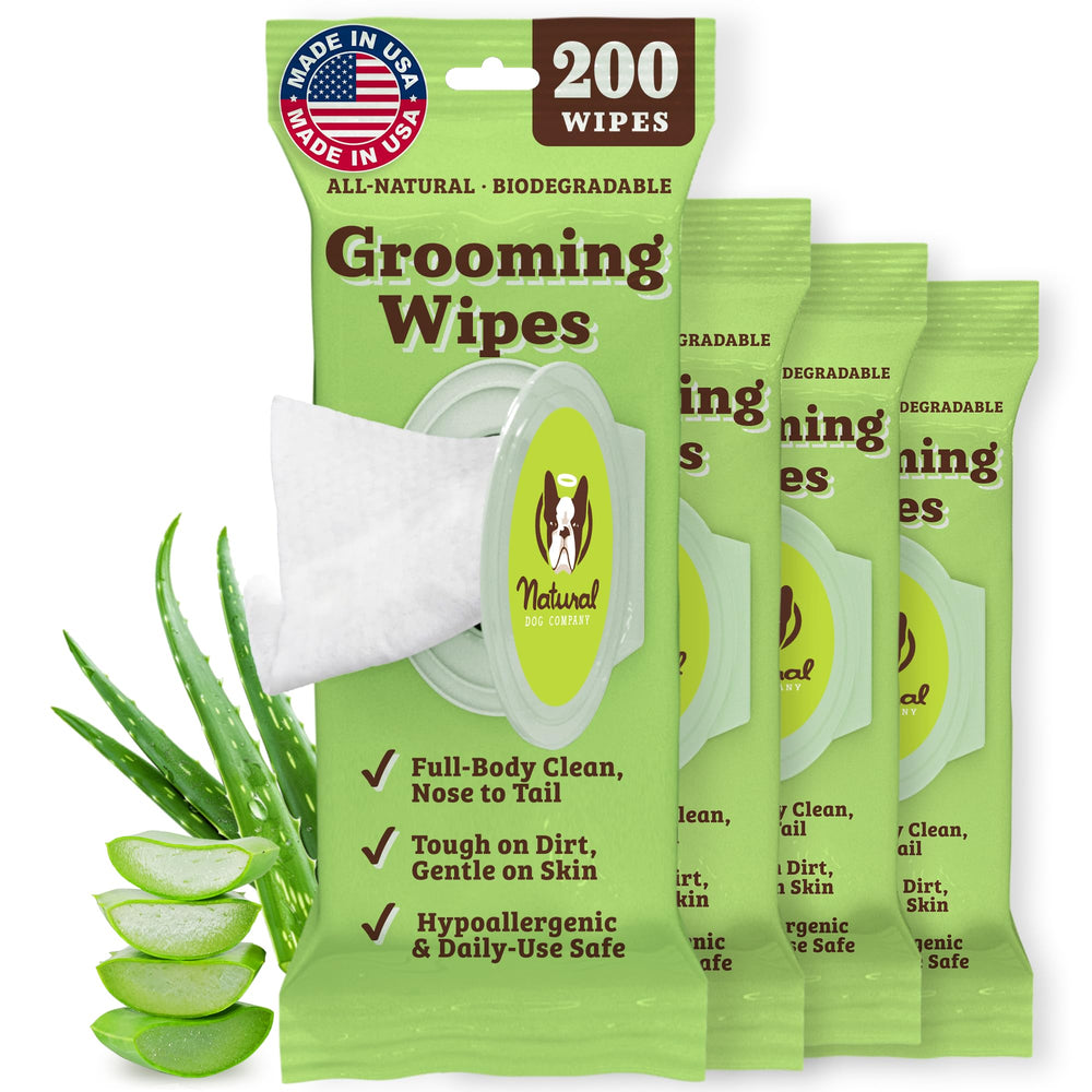Natural Dog Company XL grooming wipes for paws, face, and ears provide gentle, quick cleanups.