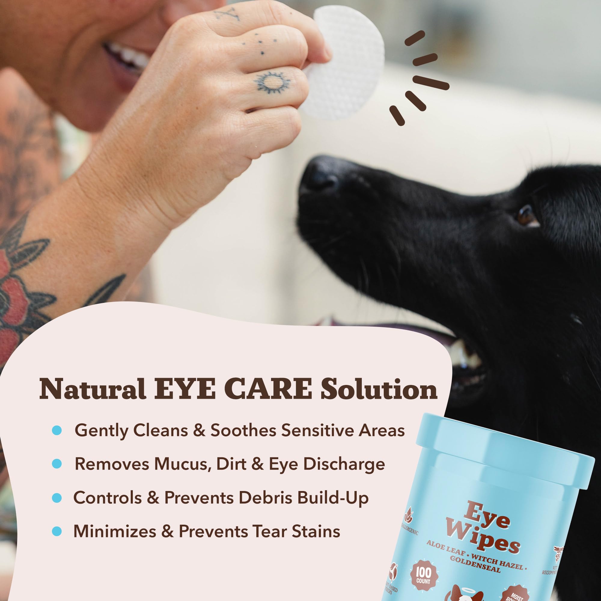 Natural Dog Eye Wipes: fragancia fresca para una experiencia agradable durante la limpieza.