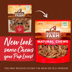 Natural Farm air-dried chicken feet close-up highlighting crisp, chewable texture.