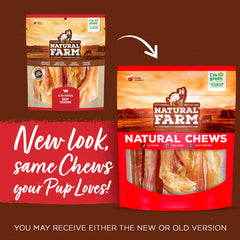 Natural Farm beef tendons—close-up chew texture for dental-care benefits.