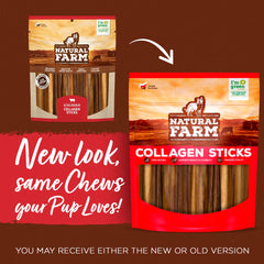 Natural Farm braided collagen chews 12-inch stick closeup highlights durable texture.
