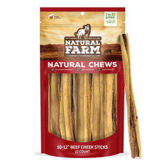 Natural Farm Bully Cheek Stick pack-12 shows a long-lasting dog chew option