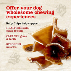 Natural Farm Bully Chips beef cheek slices emphasize digestible, natural chews.