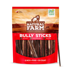 Natural Farm bully sticks 6-inch pack front, durable chew for training rewards