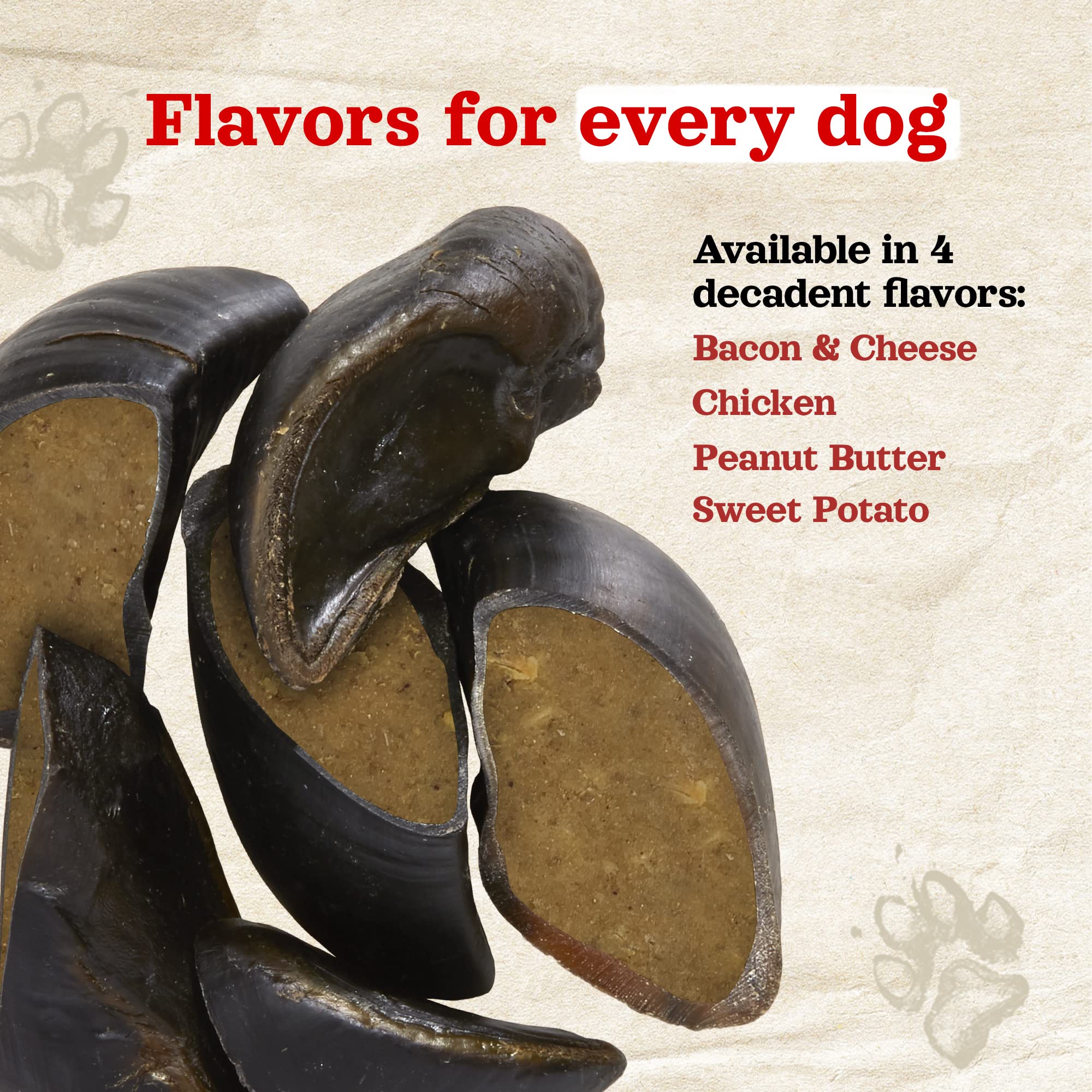 Natural Farm snack de casco de vaca relleno patata dulce, para perros grandes