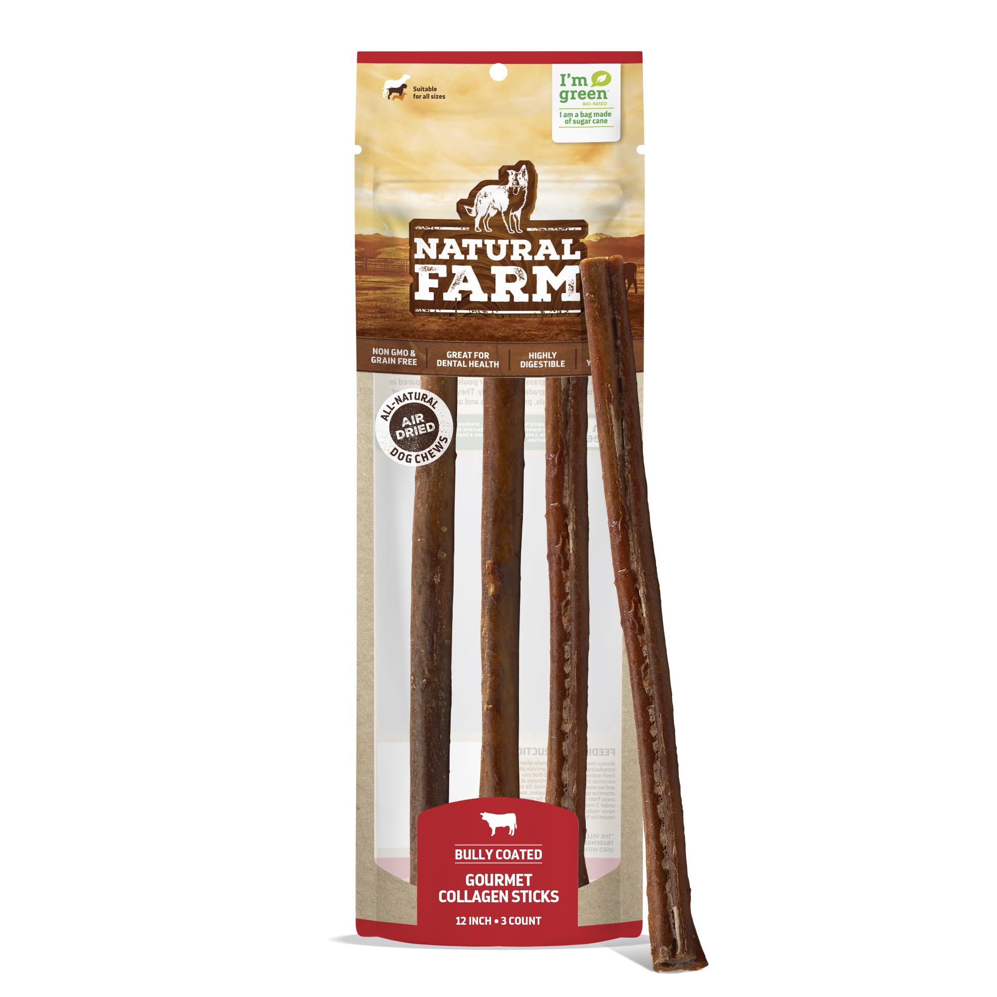 Natural Farm Collagen Chews 6-inch pack front view for long-lasting chewing and joint support.